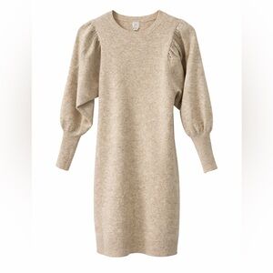 a new day Tan Puff-Sleeve Knit Sweater Dress
